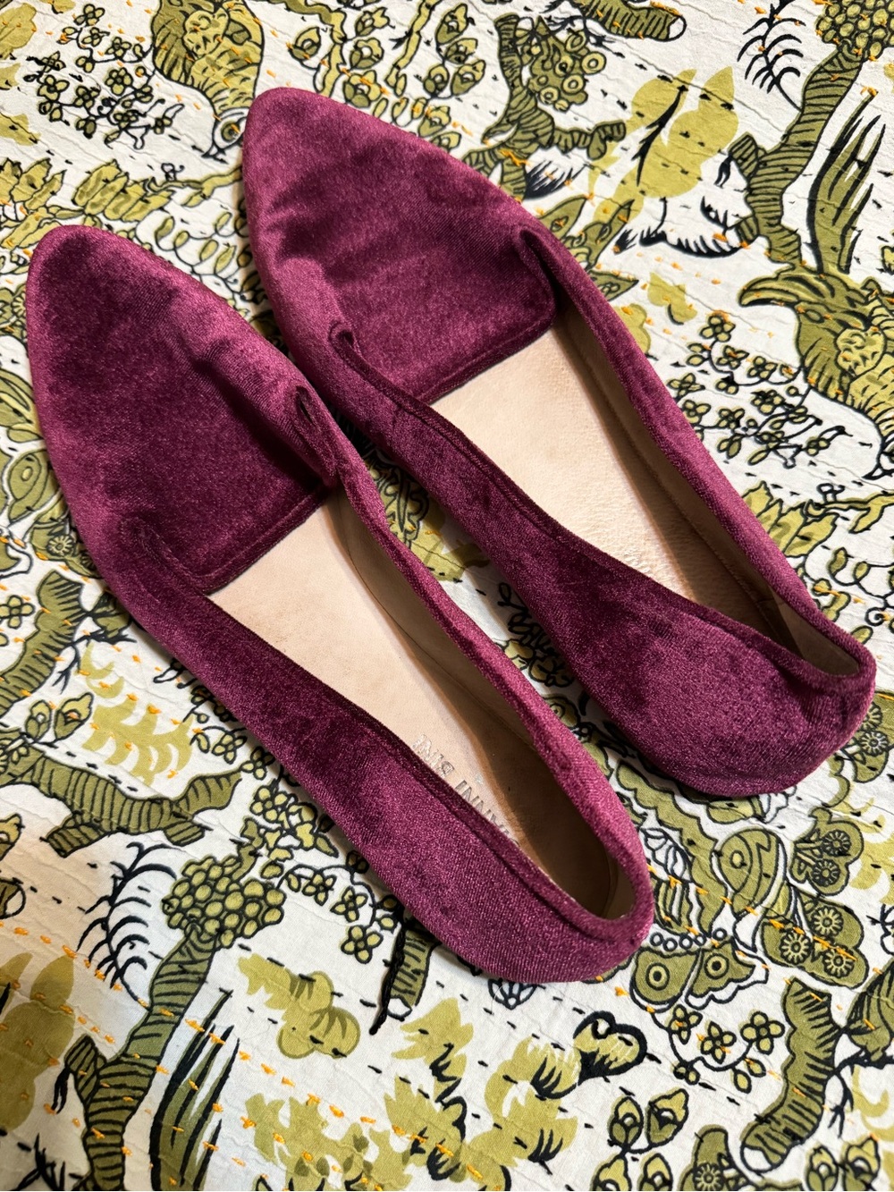 Gianni Bini Velvet Pointed-Toe Loafers in Plum